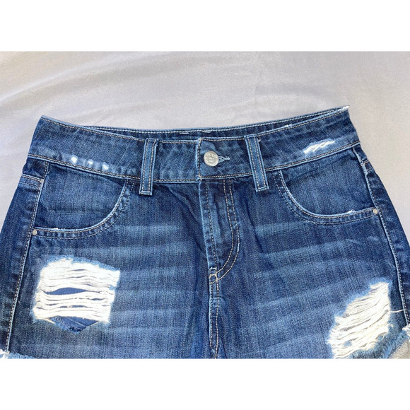 Guess WD31D11D0ZN0 Destroyed Cutoff Denim Short Shorts. Women's 24, GUC!! - Picture 2 of 5